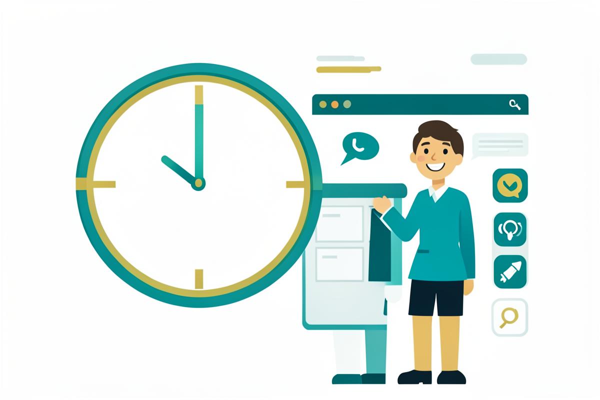 Illustration of a business owner saving hours a week with automated systems